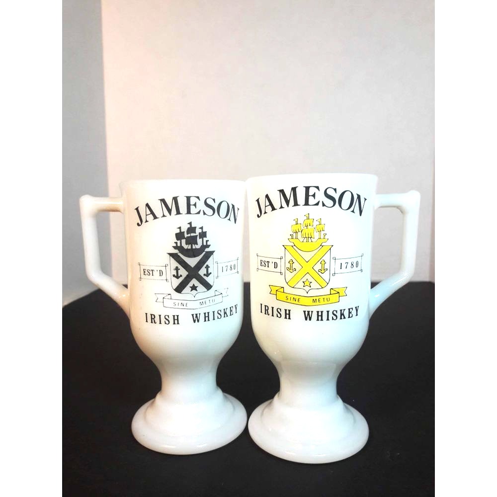 Jameson Irish Whiskey Milk Glass Mugs 8 oz